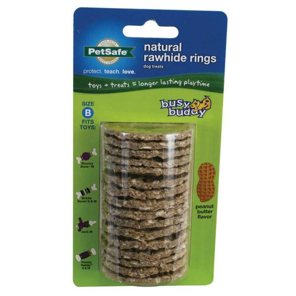 Pet Safe Busy Buddy Rawhide Rings, Peanut Butter - Large 536314